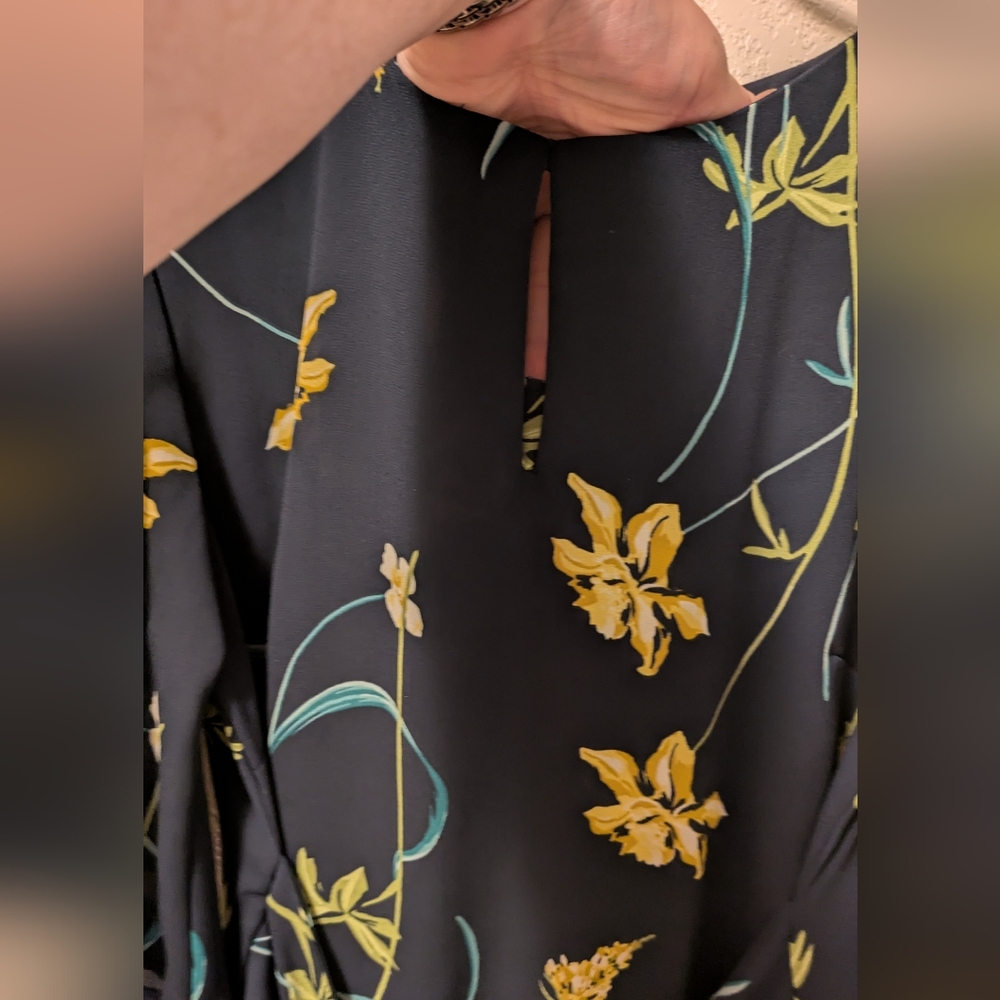 Ann Taylor Navy Relaxed Tie Front Blouse - Picture 5 of 8